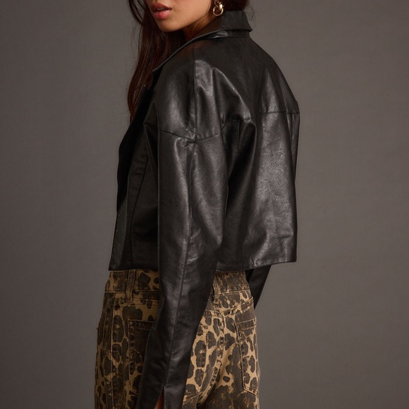 12th Tribe Black Leather Crop Top - Picture 3 of 3